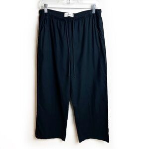 Abercrombie & Fitch Linen Blend wide leg elastic waist black pants size: M